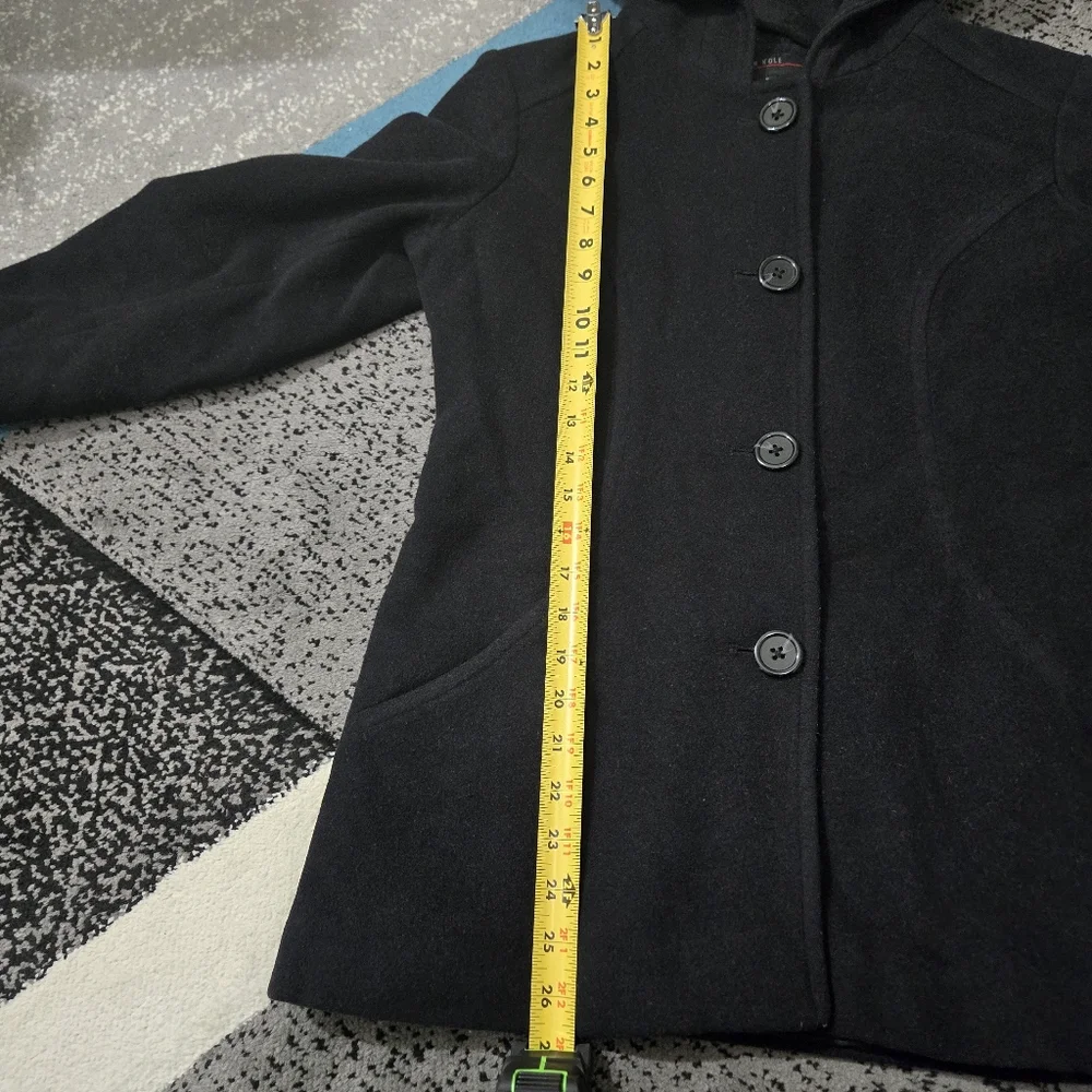 Jason Cole short hooded peacoat, size small, euc